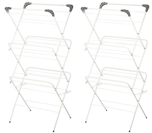 LOS 3-Tier Laundry Airer Rack - Metal Tube Design for Indoor & Outdoor Use, 15M Drying Space (2 Pack)