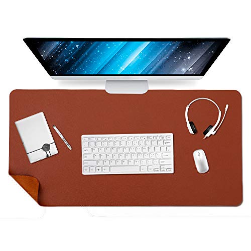 Xymy PU Leather Desk Pad Non Slip Office Desk Mat Waterproof Desk Blotter Protector Desk Writing Mat Mouse Pad for Office and Home (Brown, 31.5