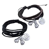 SAFIGLE 2個 多フェイクレザー製調節可能ストリングブレスレット ボクシンググローブチャーム付き メンズ レディース兼用 軽量耐色あせパー