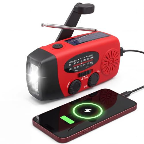 RunningSnail Hand Crank Radio with LED Flashlight, for Power Outage