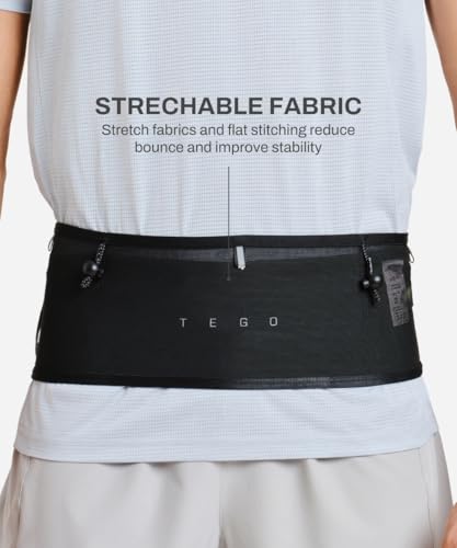 Image of TEGO Pacer Running Belt | Bounce-Free Tubular Run Belt with Expandable Pockets | 4-Way Stretch | Jacket /Pole Carry Straps | Reflective Details | Lightweight 62g | Trail & Road Running Waist Pack