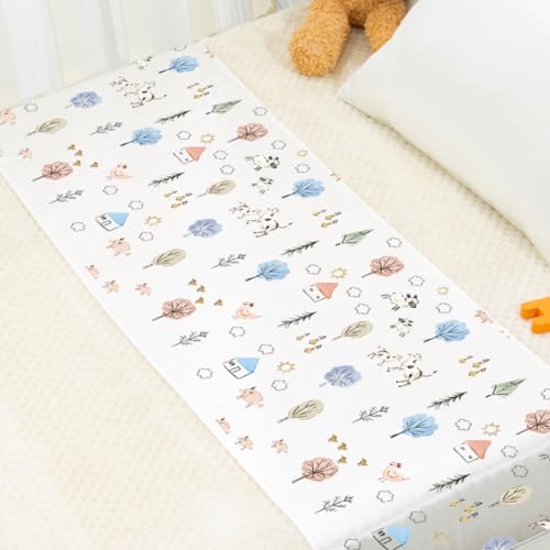 Image of PROMEED 100% Mulberry Silk Crib Sleeve for Baby Hair Loss Prevention, Premium 23 Momme Natural Silk Bassinet Slip for Bassinets /Cradles /Cots /Cribs (Farm Animals)