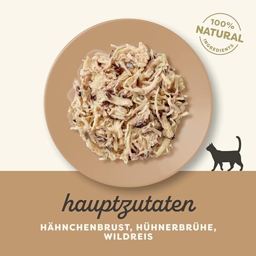 Applaws Premium Natural Katzenfutter Nass, Huhn mit Wildreis in Brühe 70g Portionsbeutel (12x70g )