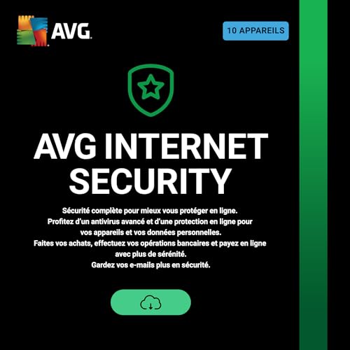 AVG Internet Security 2026 | 10 appareils |Antivirus| 1 An | Code d'activation envoi par email