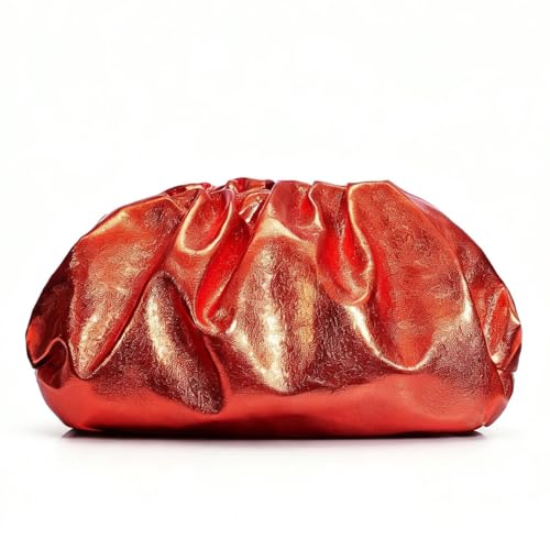 Aritenation Clutch Purses for Women Soft Pleated PU Clutch Purse Elegant Evening Bag for Weddings and Proms (Orange)