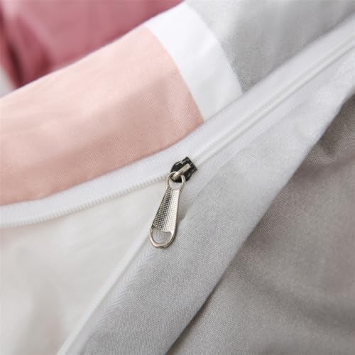 Parure de lit géométrique en microfibre rose supérieure avec finitions zip - 5