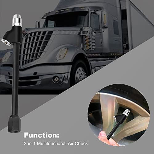 GODESON Air Chuck,1/4" FNPT Extended Reach Dual Head Chuck Set with Quick Plug,2-Way Connect Tire Chucks for Bikes,Motorcycle,Car,and Etc,Tire Air Chuck for Tire Inflator Gauge or Air Compressor
