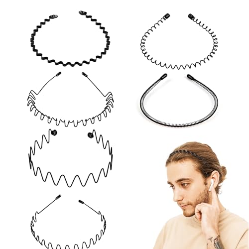 Cerchietto Capelli Uomo Donna Metallo – 6 Pezzi Fasce Antiscivolo