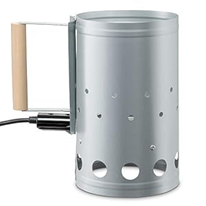 Ivation Electric Chimney Charcoal Starter, Portable Electronic Plug-in Firestarter for BBQ, Coal, Charcoal & Briquettes – No Matches or Lighters | Steel Caddy, Heat Shield & Wooden Stay-Cool