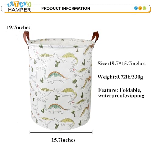 Image of NTAOHAMPER Dinosaur Laundry Hamper, laundry Basket, Waterproof Storage Bin for Bedroom, Clothes Organizer Basket, Room Decor(Light Dinosaur)