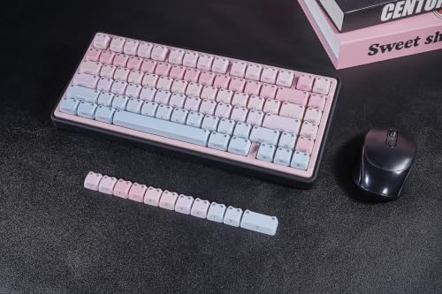 Image of ZORNHER UR82 Wireless Mechanical Keyboard,75% Creamy Keyboard with Cute Cat-Ear Shine Through Keycaps, Hot-Swappable RGB Gaming Keyboard for Windows /Mac, BT /2.4G /USB-C,Bubble Cat Pink Blue