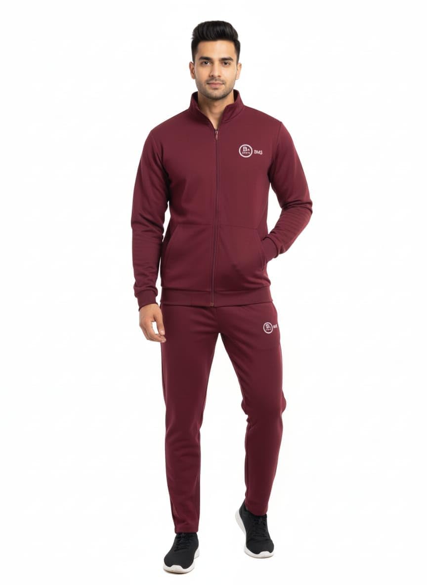 BMS Track Suit with inside mesh, Light weight and comfortable (IN, Alpha, L, Regular, Wine Red)-image-43