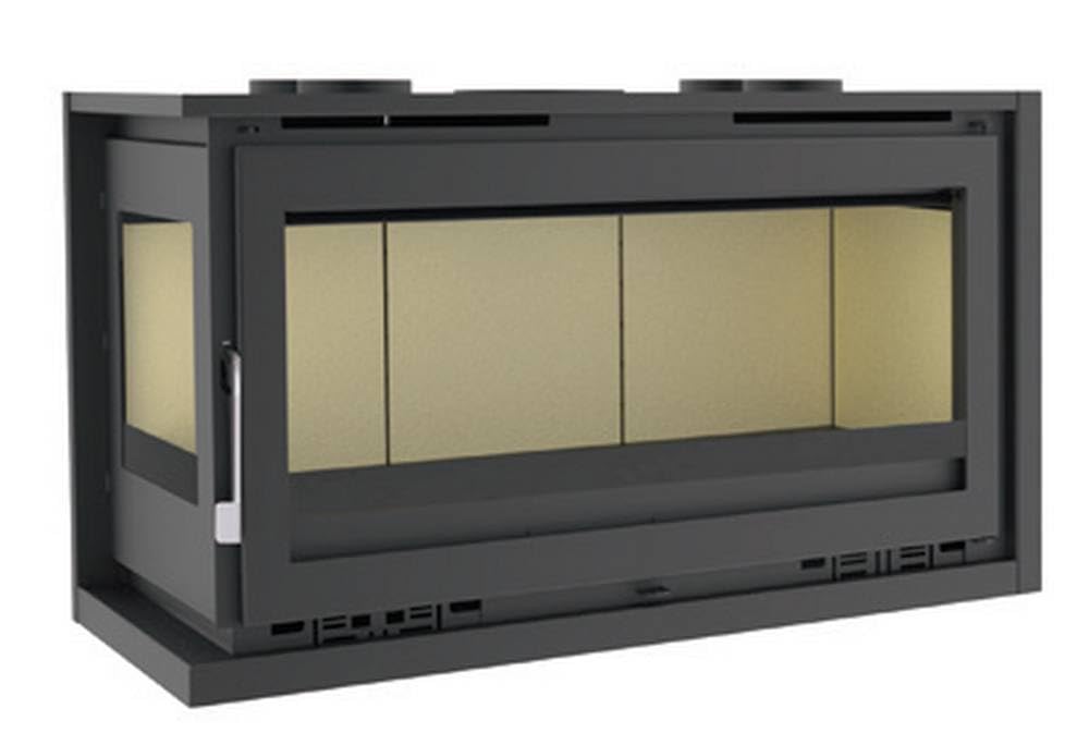 Insert a Bois en Acier, Lateral Gauche vitre - Couleur Noir - Made in Spain