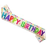 Happy Birthday Sash for Kids - Multicolor Birthday Sash for Girls & Boys - Party Decorations & Supplies - Gifts for Son & Daughter