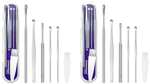 Image of Boldfit Ear Wax Cleaner - Resuable Ear Cleaner Tool Set with Storage Box - Ear Wax Remover Tool Kit with Ear Curette Cleaner and Spring Ear Buds Cleaner - 6 Pc, (EarCleaner6Pcs) (Pack of 2)