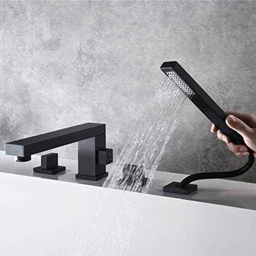 Robinet de douche avec douchette extractible pour baignoire 4 trous