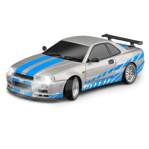 ARRIS LD1899 1/18 RC Drift Car GTR R34 2.4GHz RWD with Gyroscope on-Road Alloy Body Shell Racing Cars Radio Control Silver