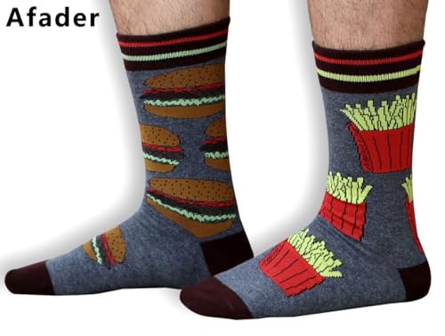 AFADER Men's Funny Cozy Dress Cotton Socks for Men Novelty Crazy Crew Socks Size 7-122