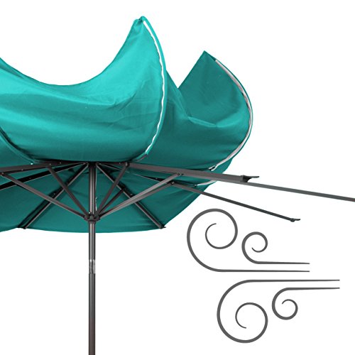 Corliving 10Ft Wind Resistant Tilting Turquoise Fabric Patio Umbrella And Base #TOP7
