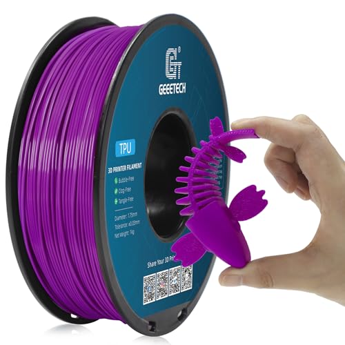 Geeetech TPU Filament 1.75mm – 95A Flexible 3D Printer Filament with High Elasticity, 1KG (2.2lbs) Spool, Dimensional Accuracy ±0.03mm, Fits Most FDM Printers (Purple)