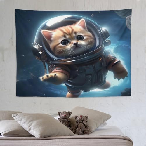 Tapisserie murale chat mignon 150x200 cm avec impression 3D pour deco de chambre