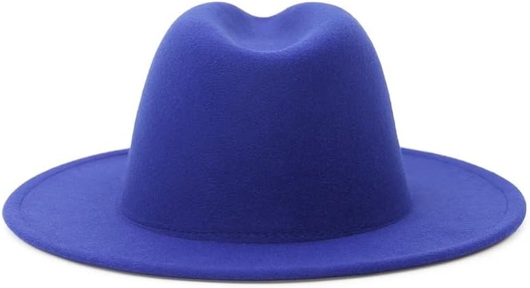 Wide Fedora Hat Solid Color Wool Hat for Men Autumn Winter