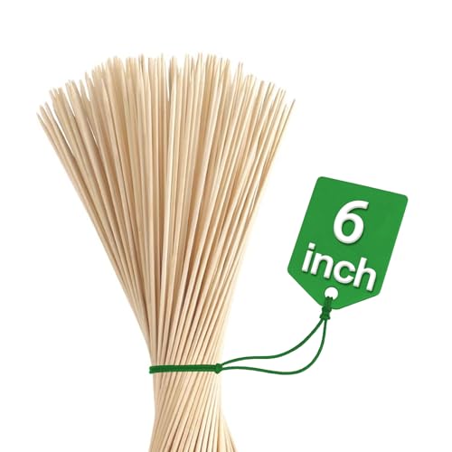6 inch Natural Bamboo Skewers for Barbecue Party，Fruit，Kabob，Appe...