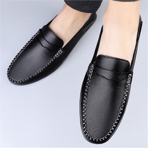 Resistant Lightweight Flexible Outdoor Slip-ons Men's Loafers Round Toe Solid Color Faux Leather Loafer Shoe3