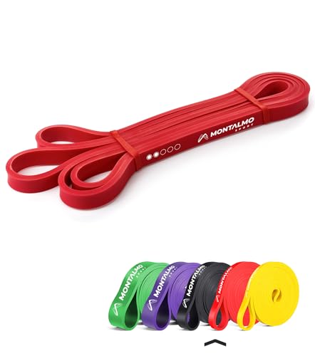 MONTALMO Gomas Elasticas de Ejercicio Bandas de Resistencia Pilates, Yoga, Entrenamiento … (Rojo)