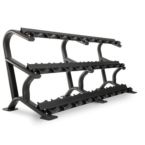 XMARK Commercial 3-Tier Dumbbell Rack, Weight Storage Rack, 15 Dumbbell Pair Storage, Modern Style