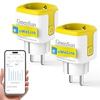 GreenSun Presa Smart Alexa - WIFI Presa Intelligente 16A Compatibile con Alexa EWELINK APP Telecomando Presa Timer Smart Plug Con Funzione di Consumo Energetico 2PC