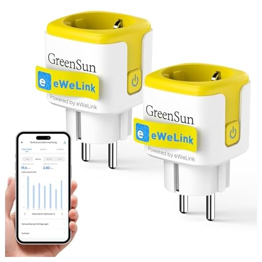 GreenSun Presa Smart Alexa - WIFI Presa Intelligente 16A Compatibile con Alexa EWELINK APP Telecomando Presa Timer Smart Plug Con Funzione di Consumo Energetico 2PC