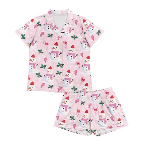Image of Renewold Women's Short Sleeve Pajama Set Button Down Sleepwear with Notch Collar Soft Lounge Top and Shorts with Pockets