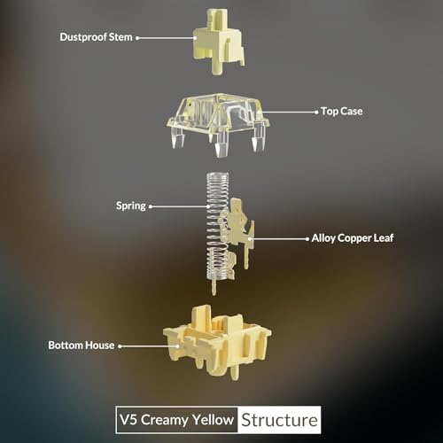 Miniatura 4 de Akko Interruptor De Teclado V5 Amarillo Cremoso Con Difusor Led Para Teclado Mecánico Gaming, 5 Pines, 50 Gf, Interruptores De Lubricación Lineal, Interruptores Mx 45 Unidades