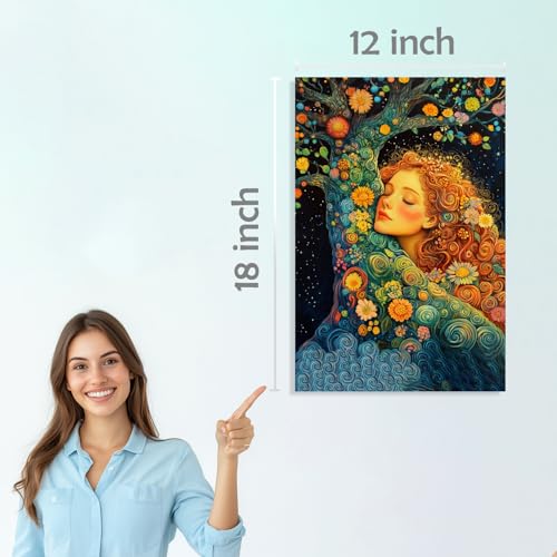 Image of SiddArtify Bohemian Floral Wall Art Prints Set - Colorful Woman Portrait Poster Decor for Living Room Bedroom - 12x18 inch Board Pack of 6