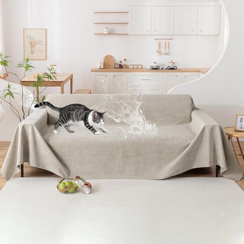 Image of VClife Anti Slip Couch Cover for Dog Waterproof Sectional Sofa Cover Washable Anti Scratch Couch Cover for 3-4 Cushion Couch Sofa Pet Friendly Sofa Slipcover 71"X150"