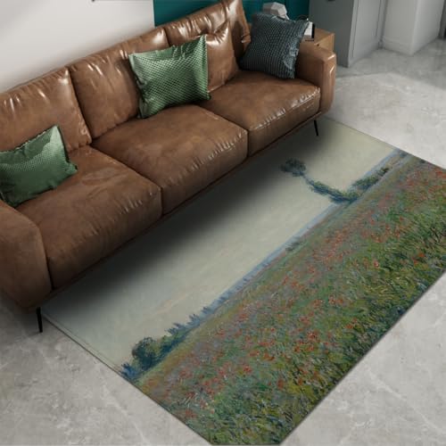 Grand tapis Monet de qualité supérieure imprimé prairie de coquelicots - 6