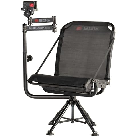 BOG DeathGrip 360 Chair with Lightweight Aluminum Construction, 4 Extendable Legs, DeathGrip Universal Gun Rest, 360 Adjustable Pivoting Seat, and Hands-Free Use During Hunting, Shooting, and Outdoors Cover