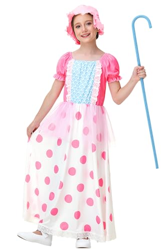 Halloween Pink Princess Dress Cute Polka Dot Print Maxi Dresses XS-2XL