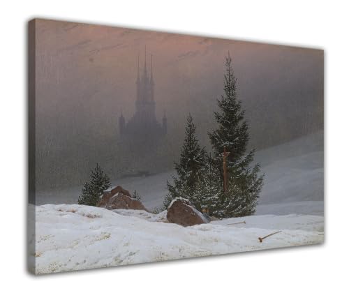 Cuadro de paisaje invernal HOPHEMA con acabado premium enmarcado de 20x30cm