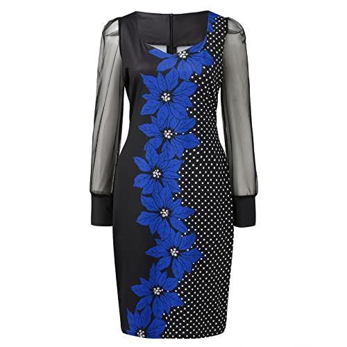 Vestidos para mãe da noiva femininos outono e inverno impressão digital malha costura manga longa sl