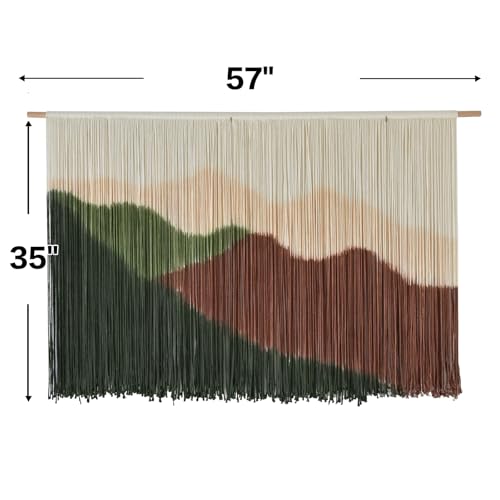 Image of IOWER Macrame Wall Hanging Large Mountain Landscape Boho Wall Art Craftmanship Handmade Home Wall Decor for Living Room Bedroom Apartment Dorm 57 inch W x 35 inch L