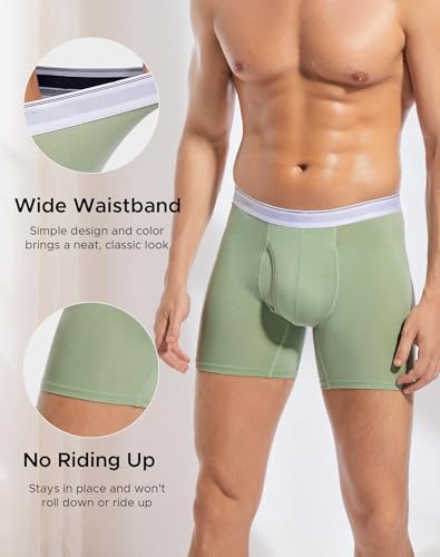 Men's Underwear Breathable Boxer Briefs with Fly Moisture-Wicking Lightweight Underwear 3 Pack2