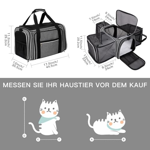 BAGLHER Cat Carrier Bag,Airline Approved Pet Carrier Soft Side Pet Travel 5 Sides Open Doors 3 Sides Expandable Foldable Dog Carrier with Fleece Pad - Image 2