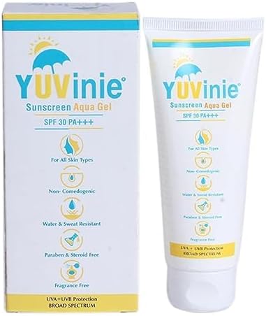 FORTAY Yuvinie Sunscreen Aqua SPF 30 PA+++ Gel | For UVA/UVB Protection | All Skin Types | Paraben-Free 50 Gm