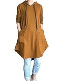 Minibee Women's Hoodies Oversized Sweatshirt Dress Long Sleeve Casual Tunic Pullover With Pockets Yellow XXL