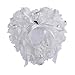Romantique Porte-alliances en Forme de Coussin Cœur Décoré de Roses Blanc, Présentoir Boite de Bague Accessoires de Mariage Saint-Valentin, 15x13cm