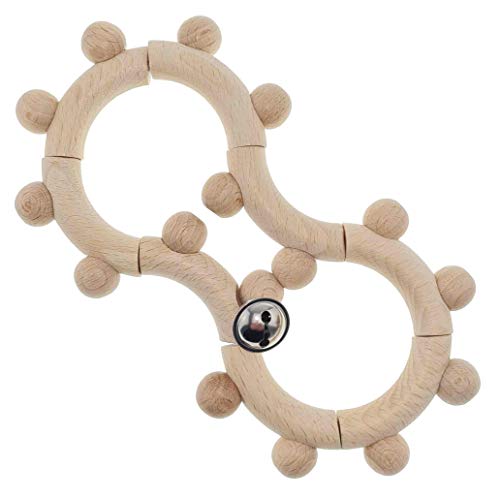 Hess Holzspielzeug 11133 - Choque motor de madera, en forma de ocho, con partes móviles, para bebés a partir de 6 meses, hecho a mano, natural, para ejercicios de agarre y alegre sonajero