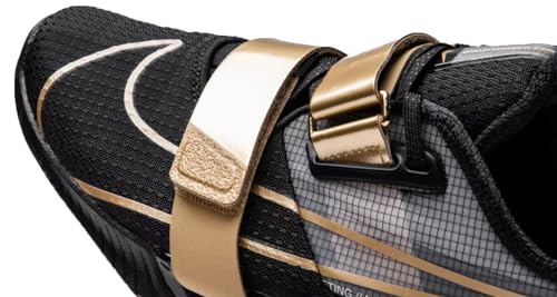 Nike Romaleos 4 Weightlifting Shoes (CD3463-001, Black/Metallic Gold/White/Metallic Gold) Size 9