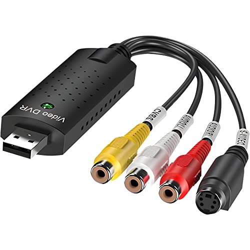 Retoo Convertidor VHS a Digital, Grabador de vídeo y Audio con USB 2.0 y Alta Velocidad Transmite Digital, Compatible con VHS, VCR, DVD, CD, Grabador de vídeo y convertidor de vídeo, reproducción